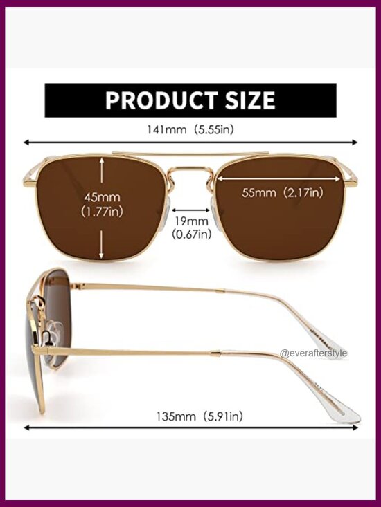 Retro Square Aviator Sunglasses Premium Glass Lens Flat Metal Eyewear main image 6